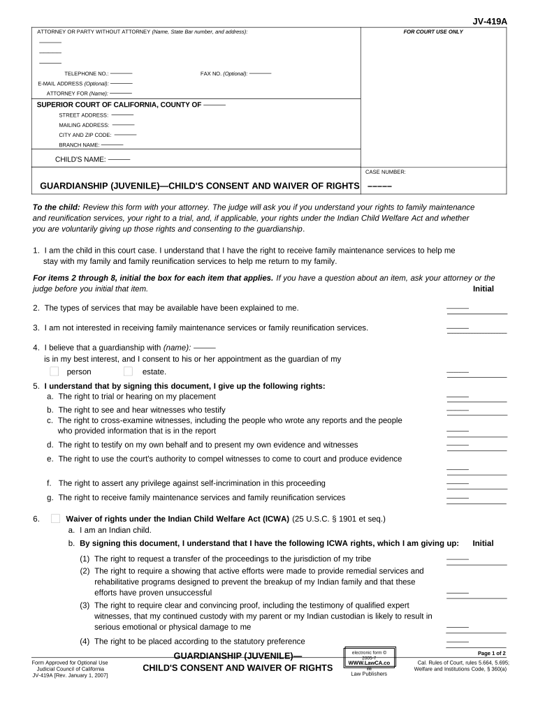 California Guardianship Rights  Form