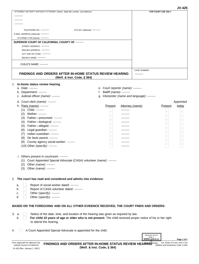 California Status Hearing  Form