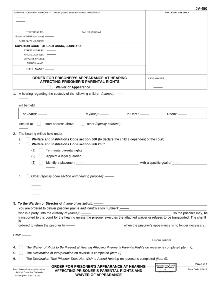 Appearance Hearing Application  Form