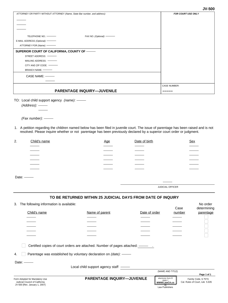 Ca Paternity  Form