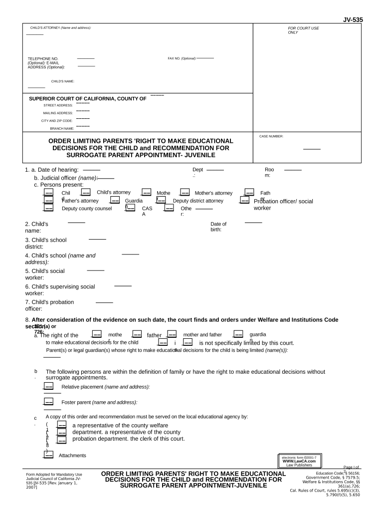 Child Surrogate  Form