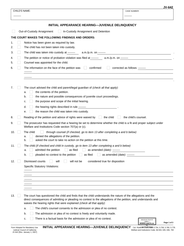 Juvenile Delinquency  Form