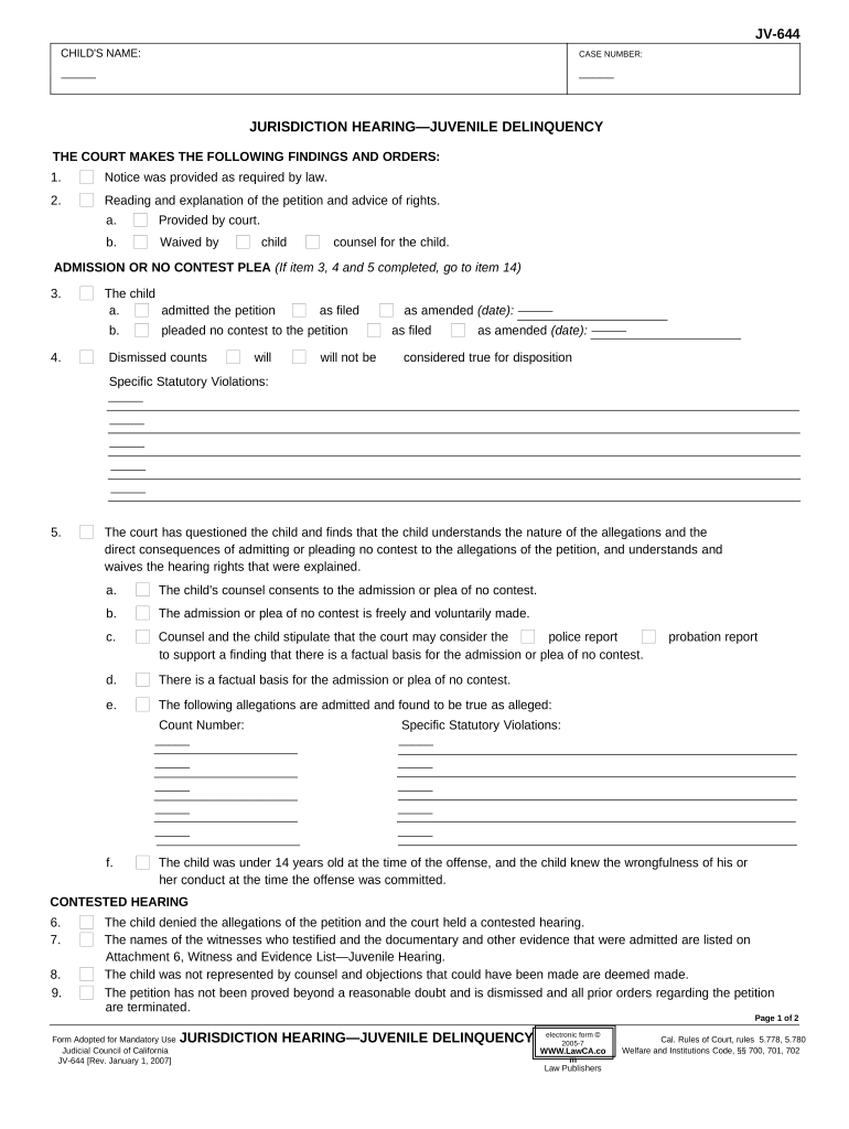 Juvenile Delinquency  Form