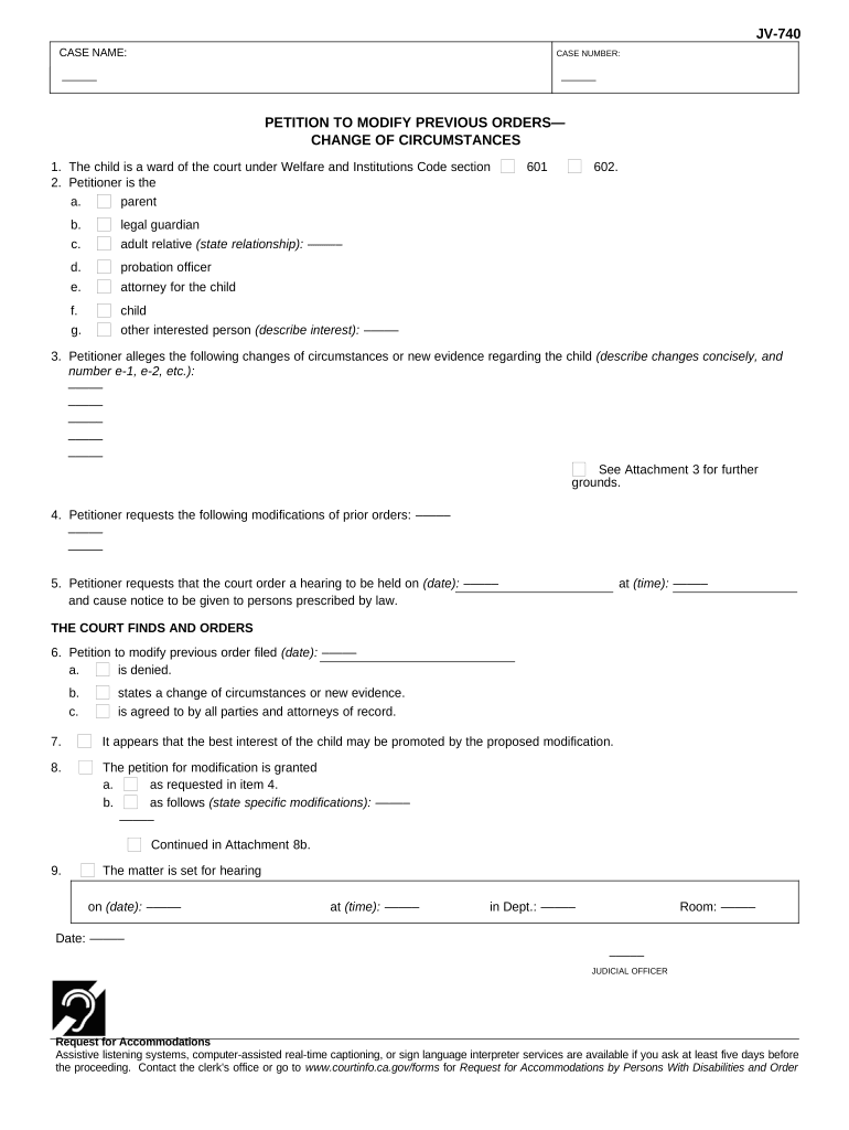 Modify Circumstances  Form