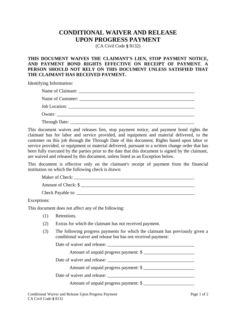 California Waiver Progress  Form