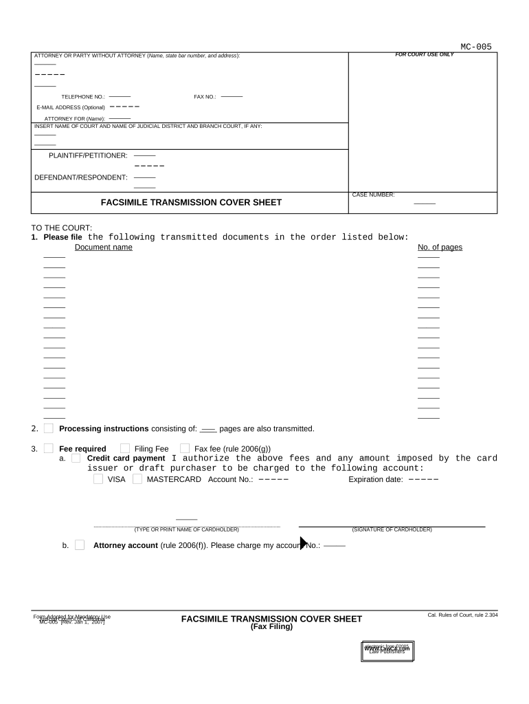 Cover Fax Paper  Form