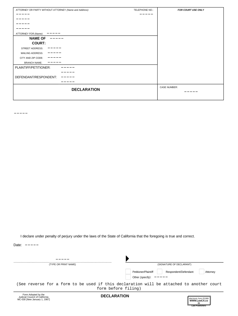 Attached Declaration Form