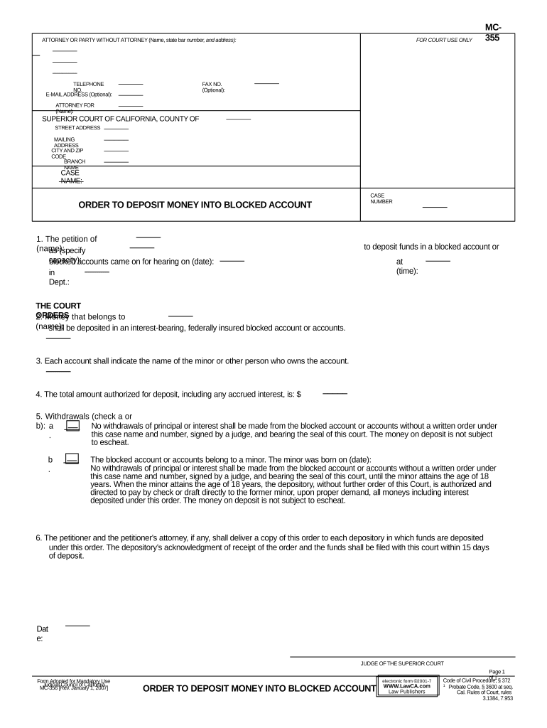 California Deposit Form