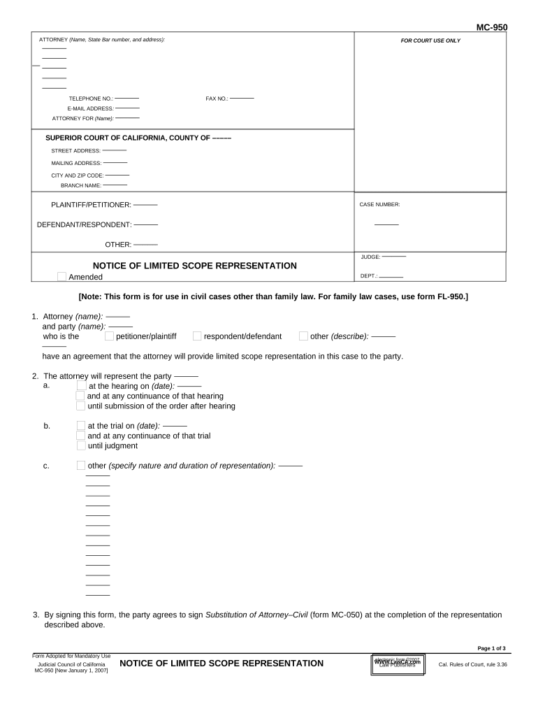 ATTORNEY Name, State Bar Number, and AddressFOR COURT USE ONLY  Form