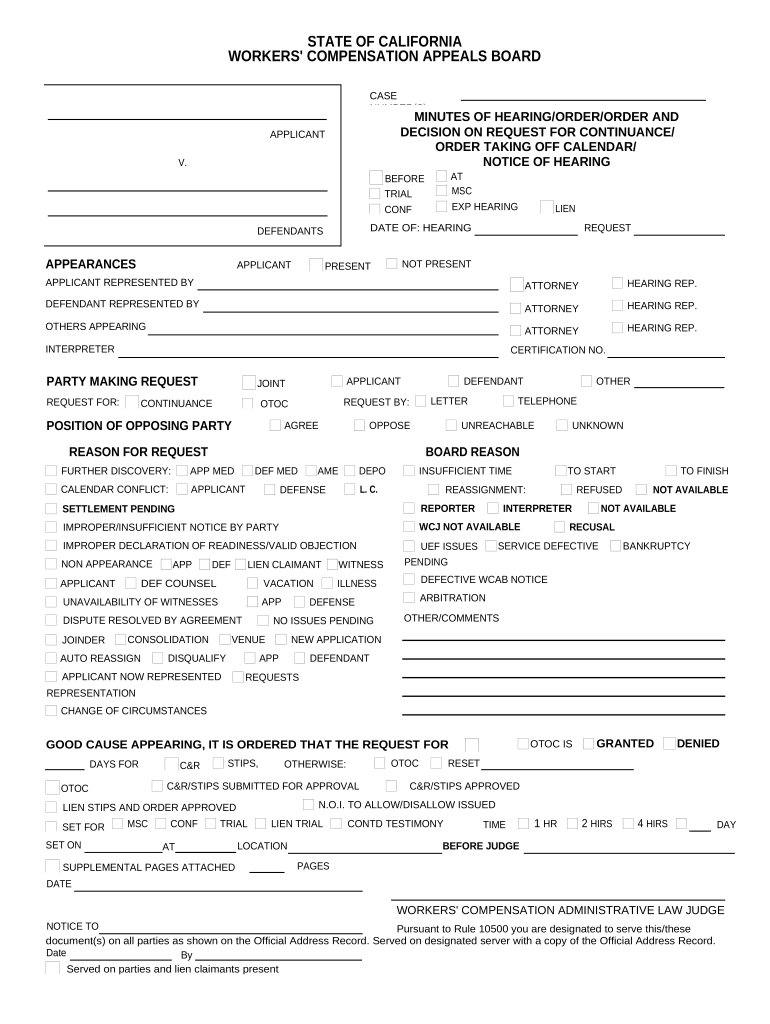 Ca Workers Compensation  Form