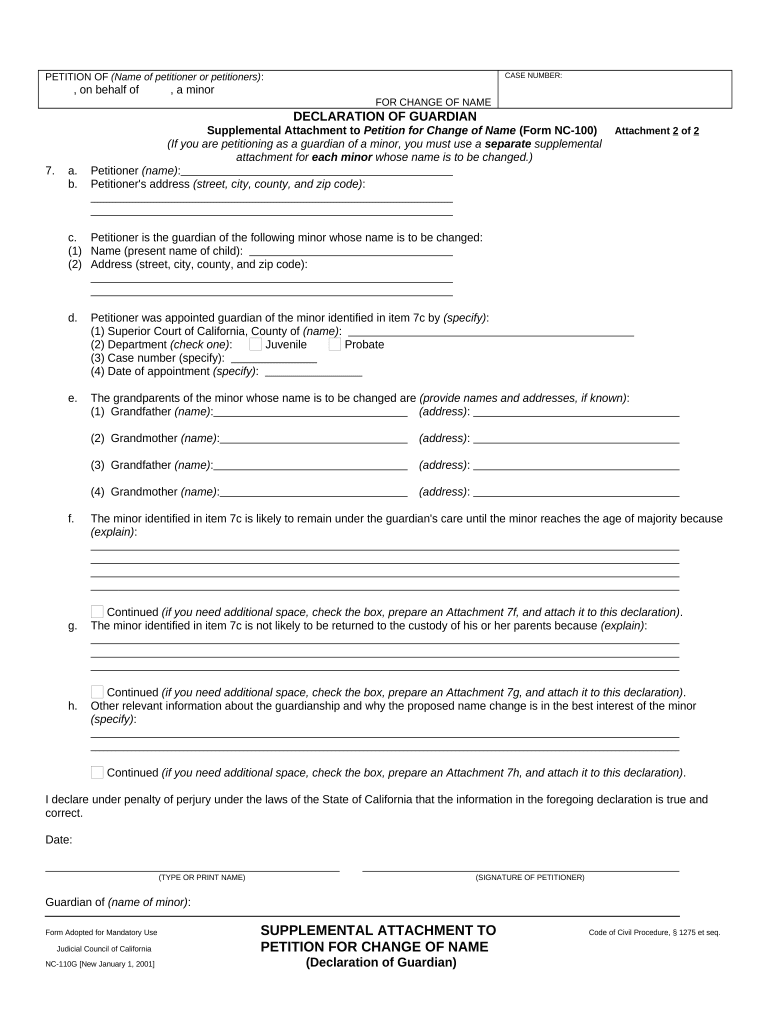 California Name Change  Form