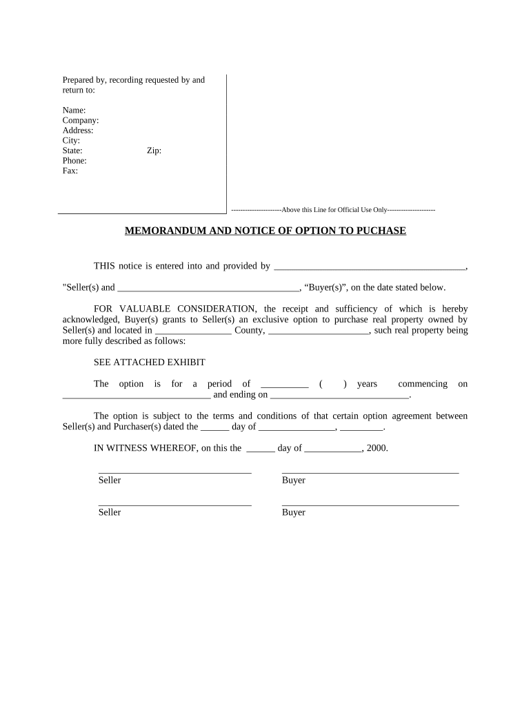 Notice of Option for Recording California  Form