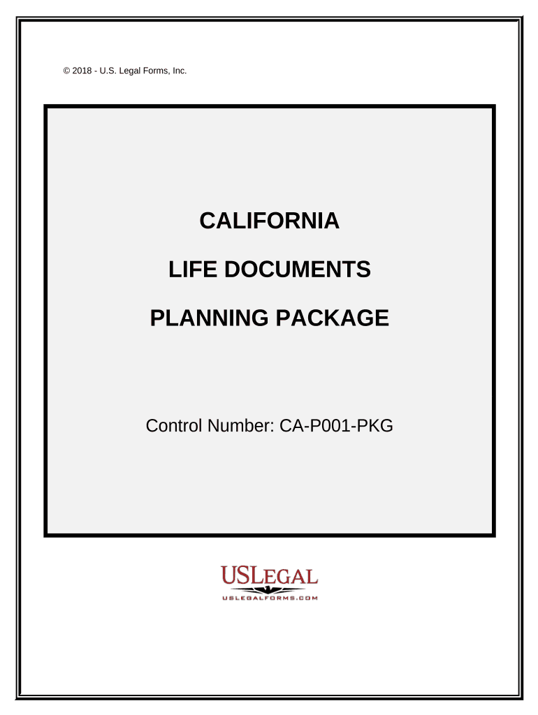 Life Documents Planning Package, Including Will, Power of Attorney and Living Will California  Form