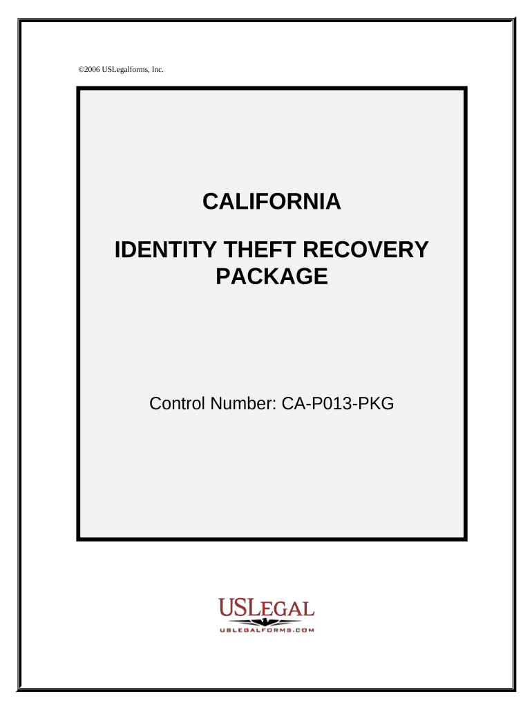 Identity Theft Recovery Package California  Form