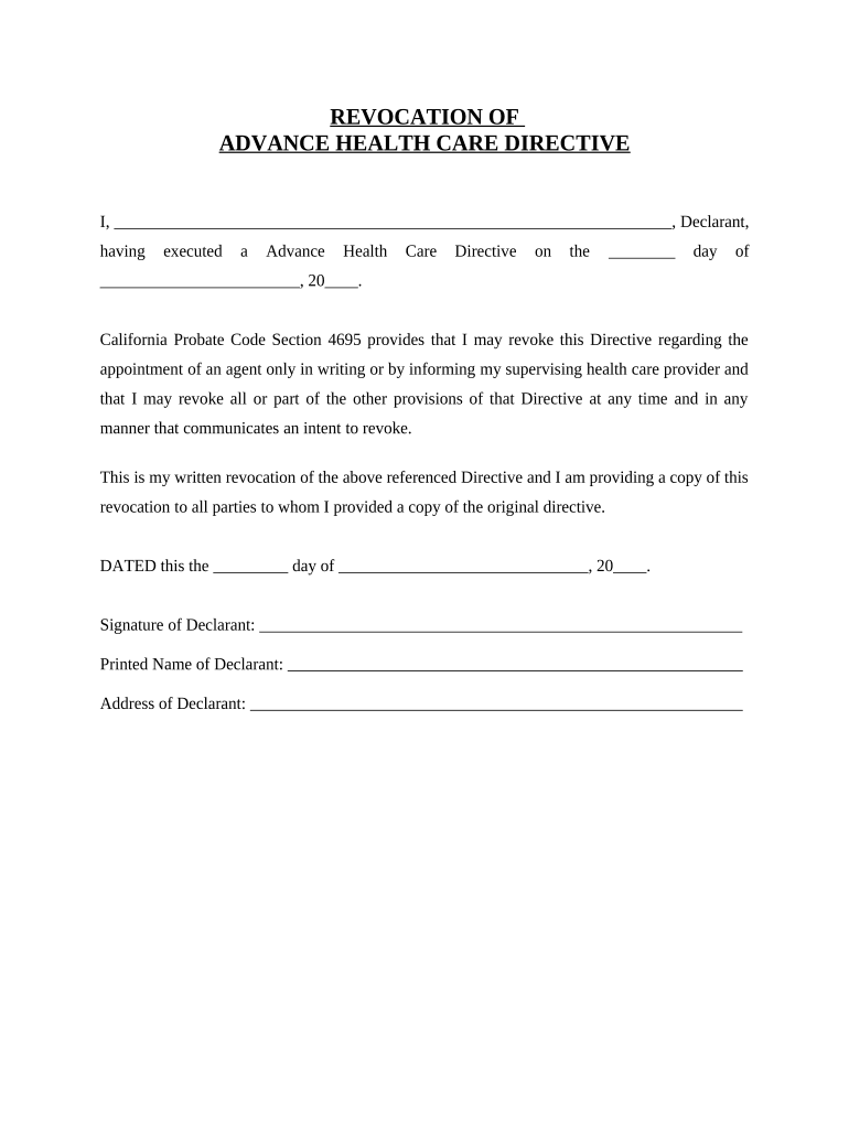 California Care Directive  Form