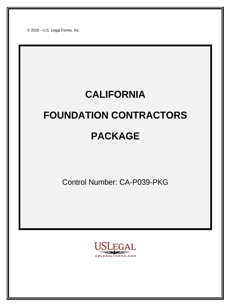 Foundation Contractor Package California  Form