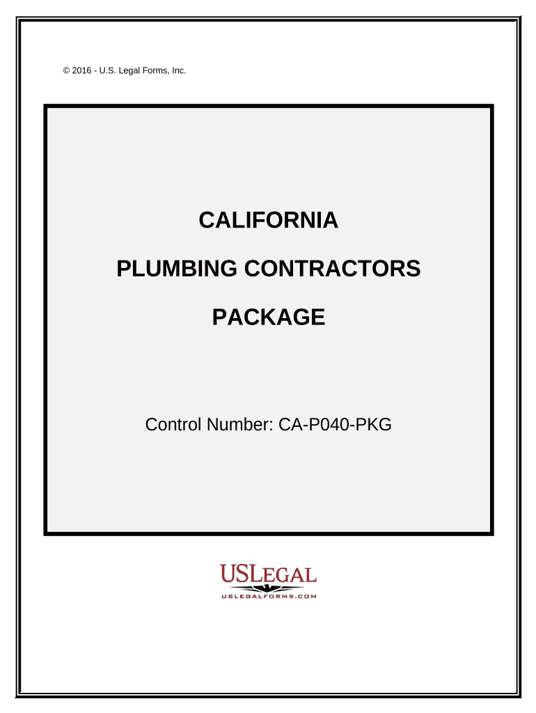 Plumbing Contractor Package California  Form