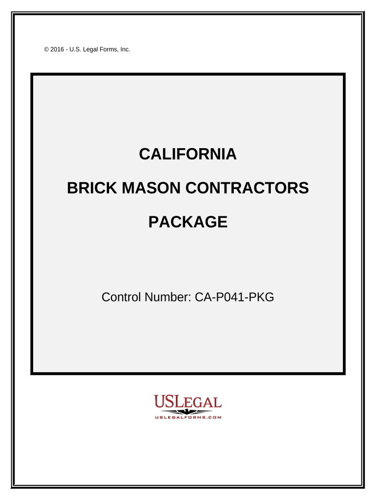 Brick Mason Contractor Package California  Form