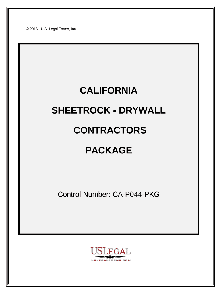 Sheetrock Drywall Contractor Package California  Form