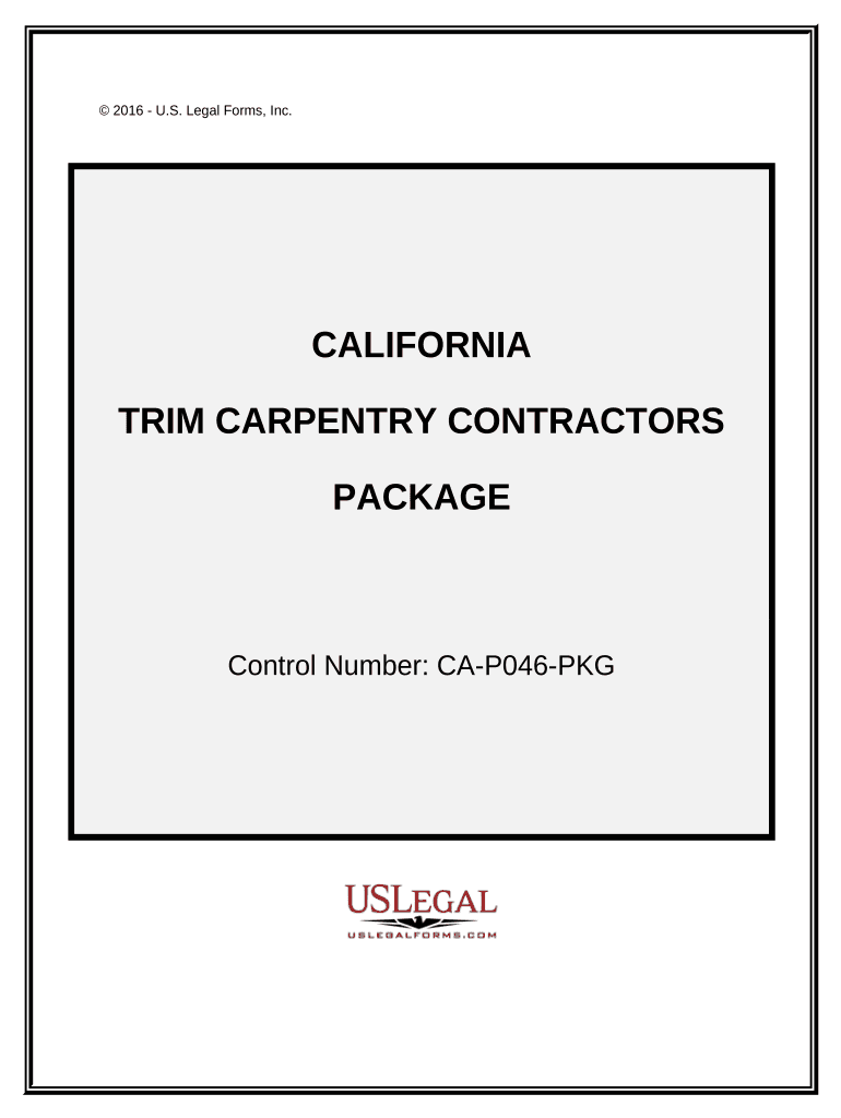 Trim Carpentry Contractor Package California  Form