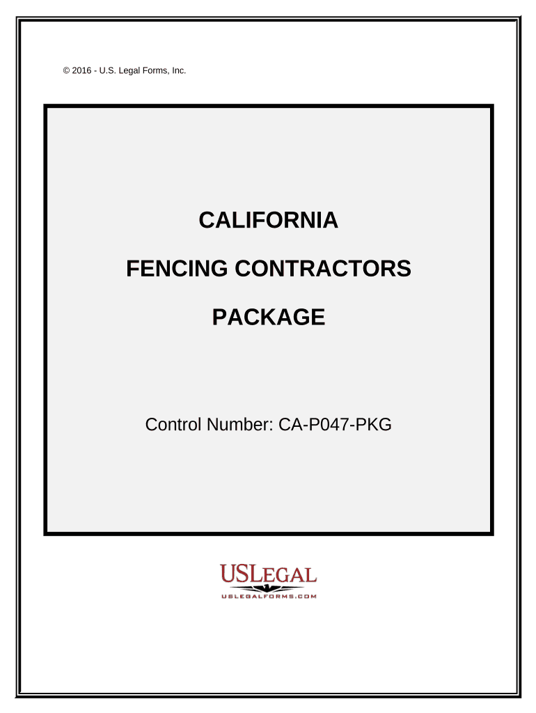 Fencing Contractor Package California  Form