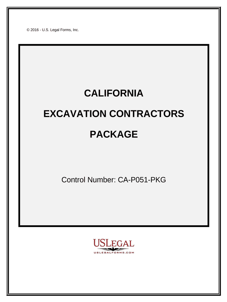 Excavation Contractor Package California  Form