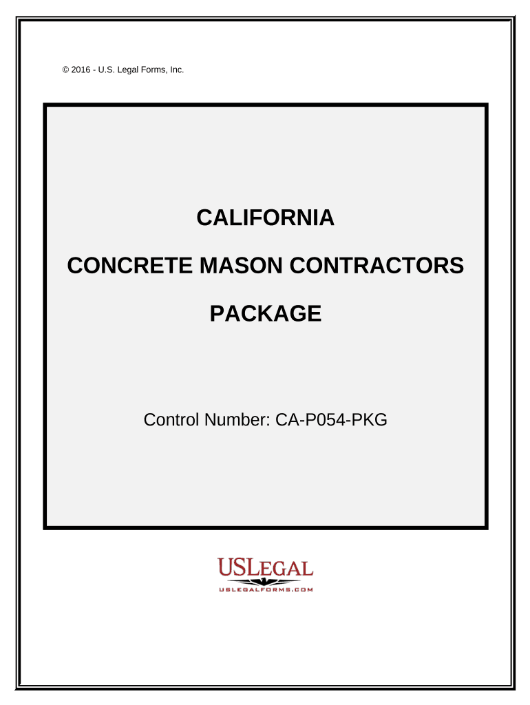 Concrete Mason Contractor Package California  Form