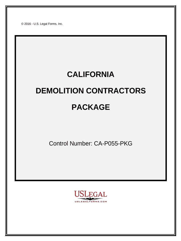 Demolition Contractor Package California  Form
