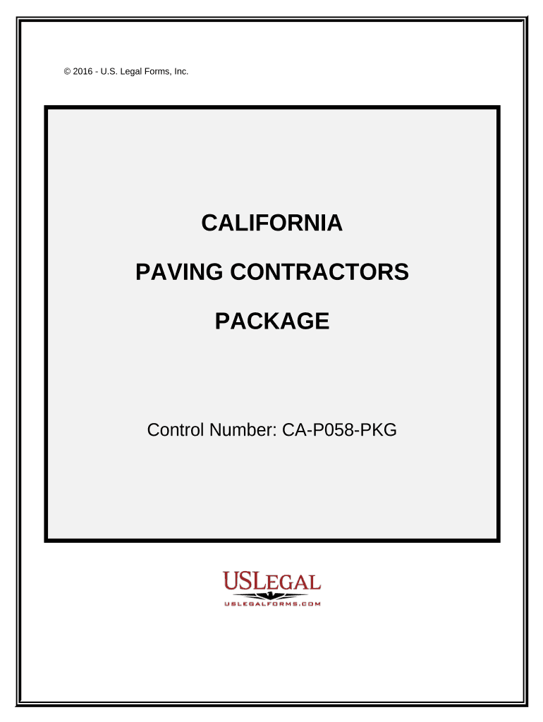 Paving Contractor Package California  Form