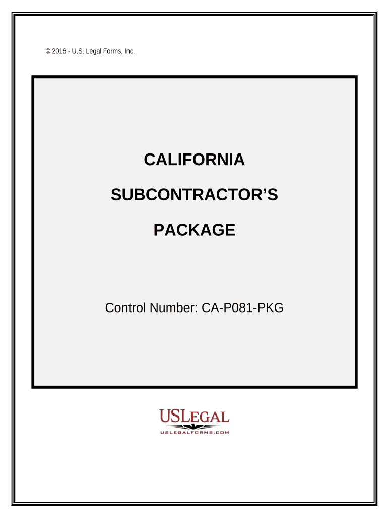 California Subcontractors  Form