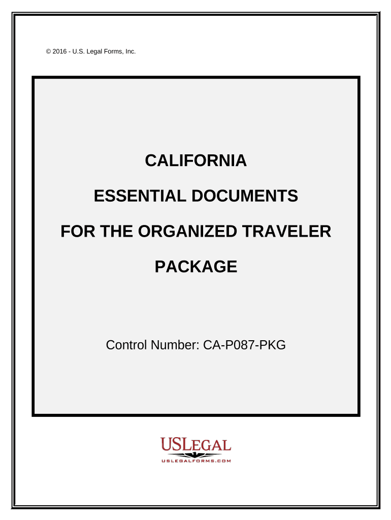Essential Documents for the Organized Traveler Package California  Form