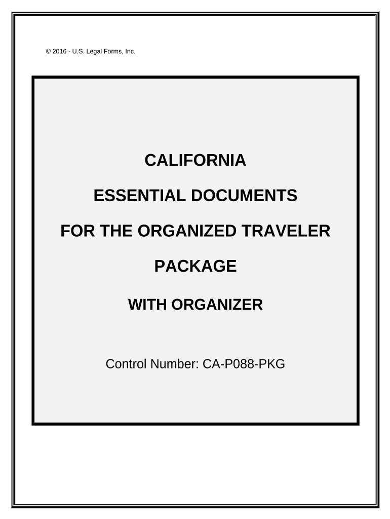 Essential Documents for the Organized Traveler Package with Personal Organizer California  Form