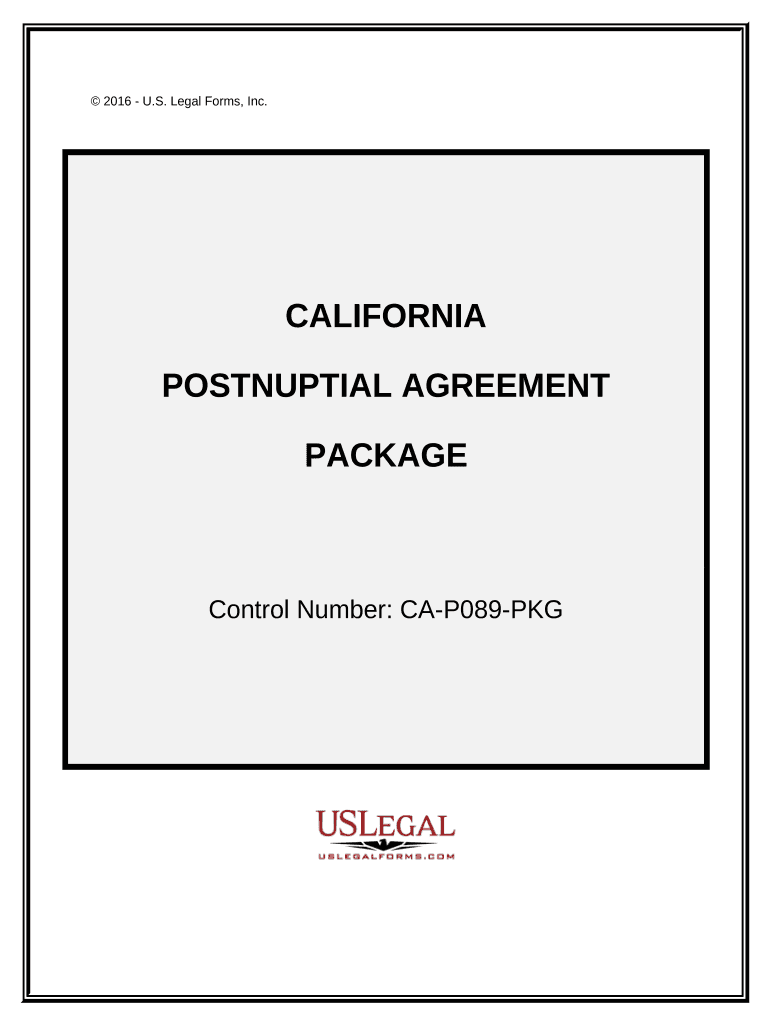 Postnuptial Agreements Package California  Form