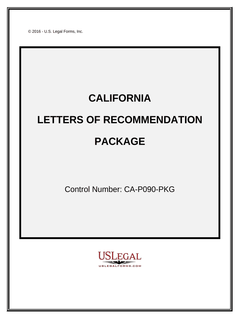 Letters of Recommendation Package California  Form