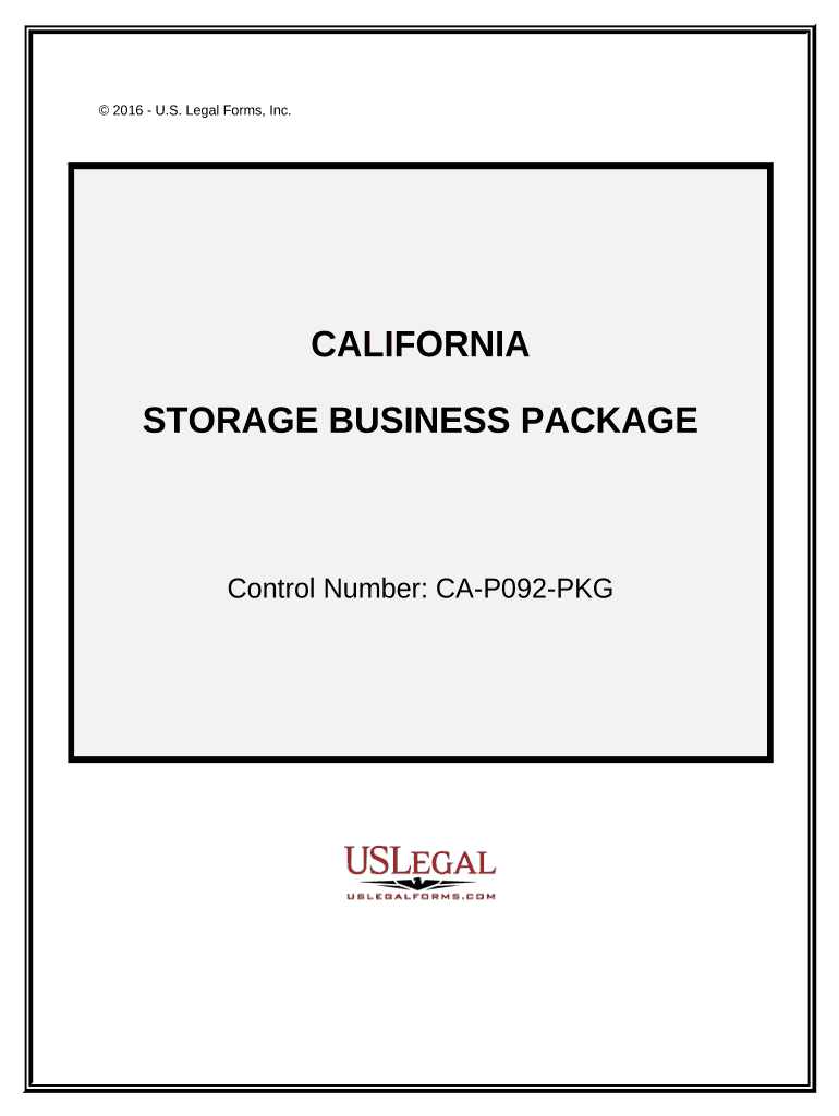 Storage Business Package California  Form