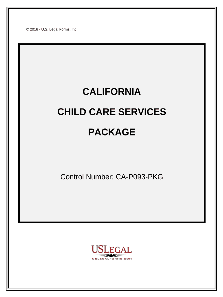 Child Care Services Package California  Form
