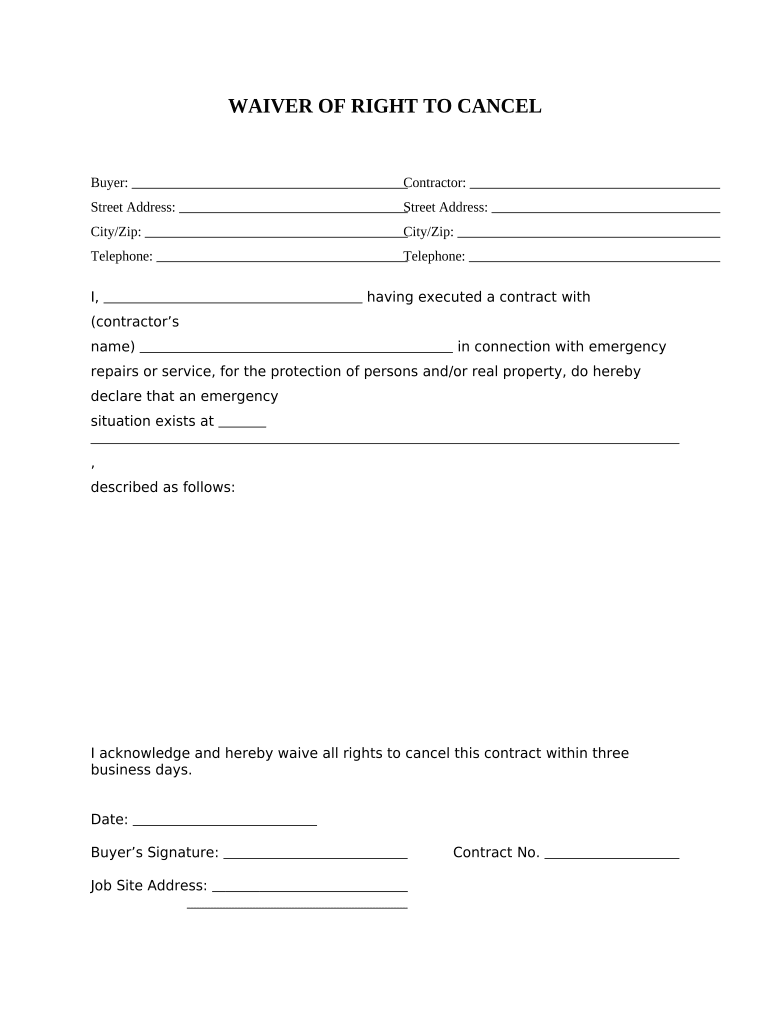 California Cancel  Form