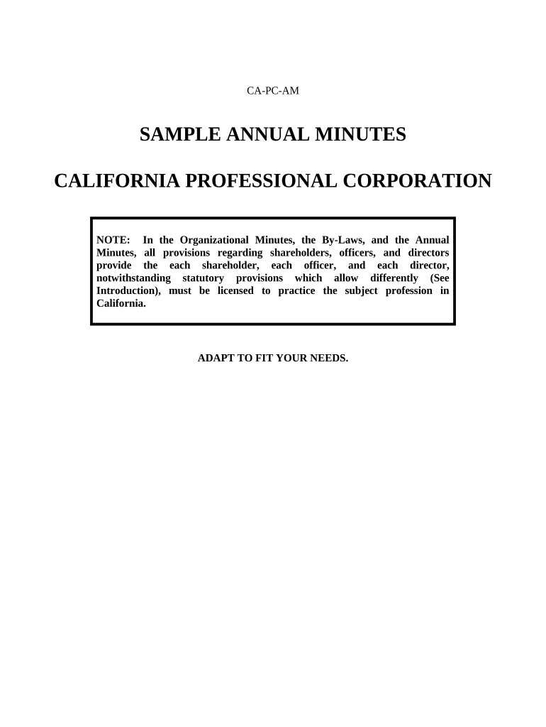 Fill and Sign the Ca Professional Corporation Form