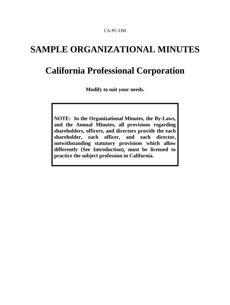 California Minutes  Form