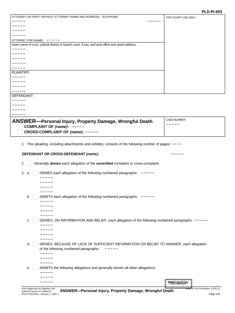 California Property Death  Form