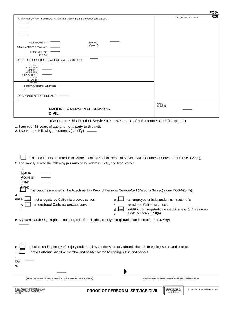 California Proof Service  Form