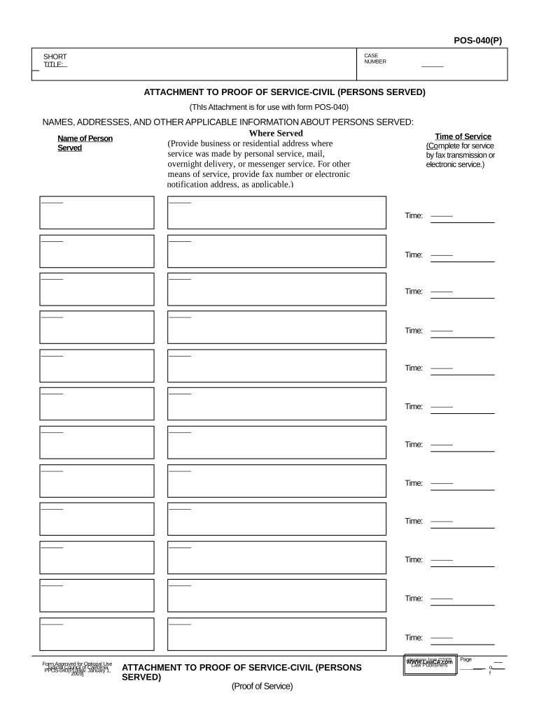 Attachment Proof Service  Form