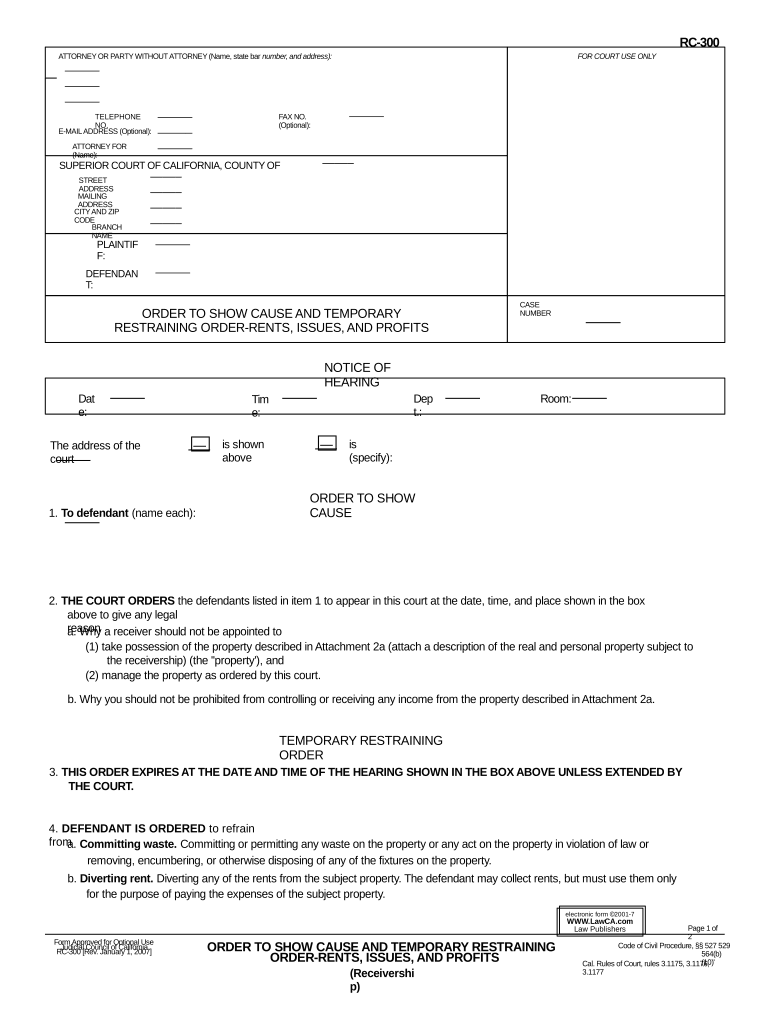 Order Restraining Form