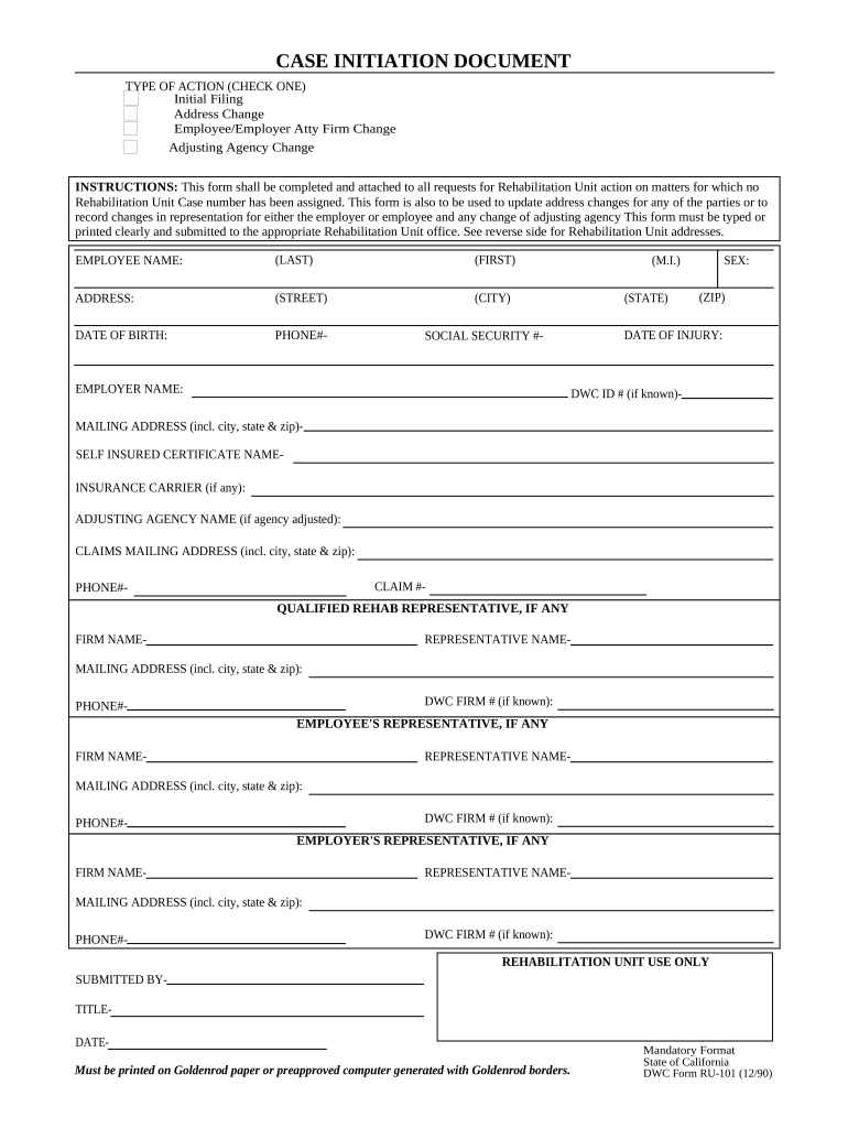 Ca Workers Compensation  Form