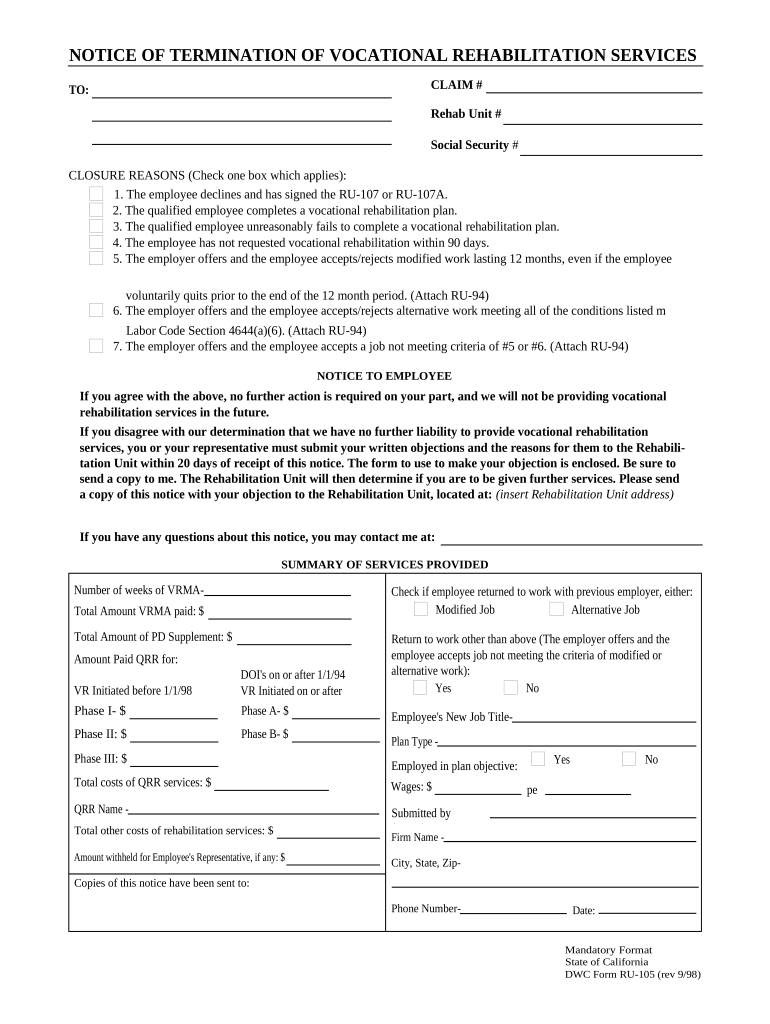 Ca Termination  Form