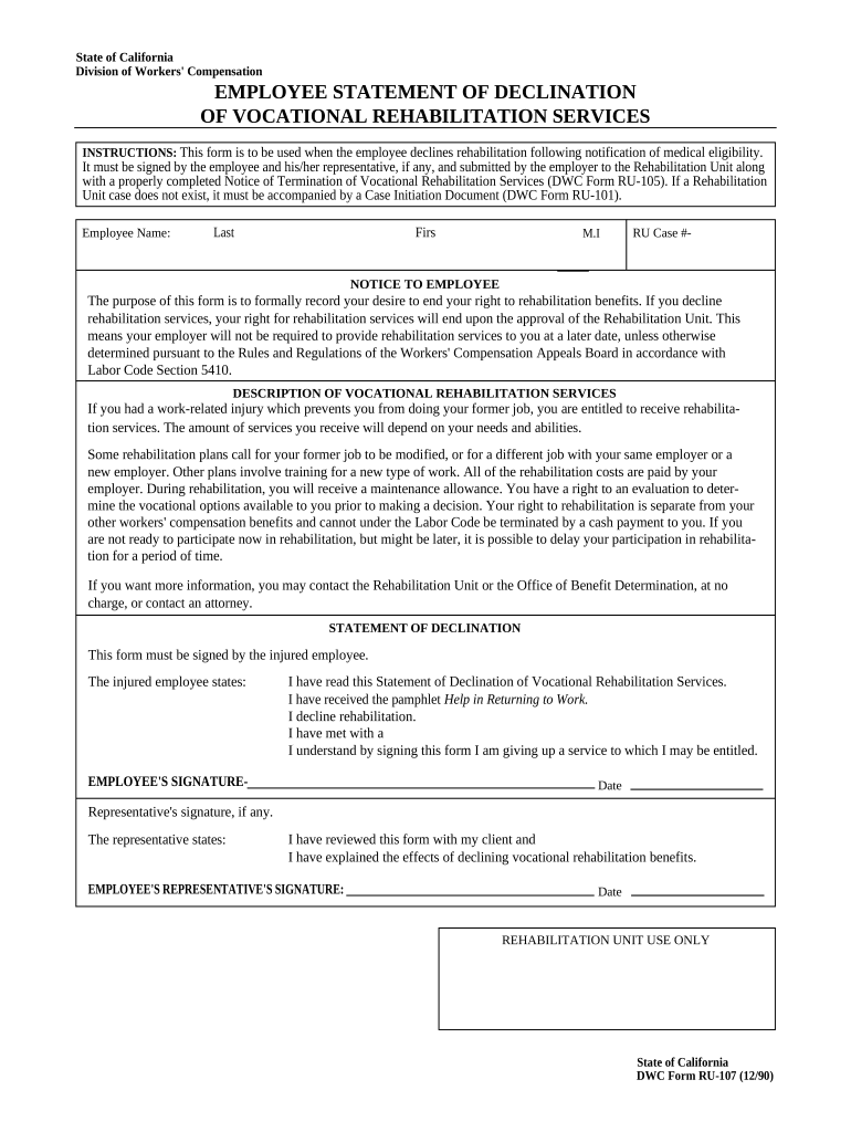 California Employee  Form
