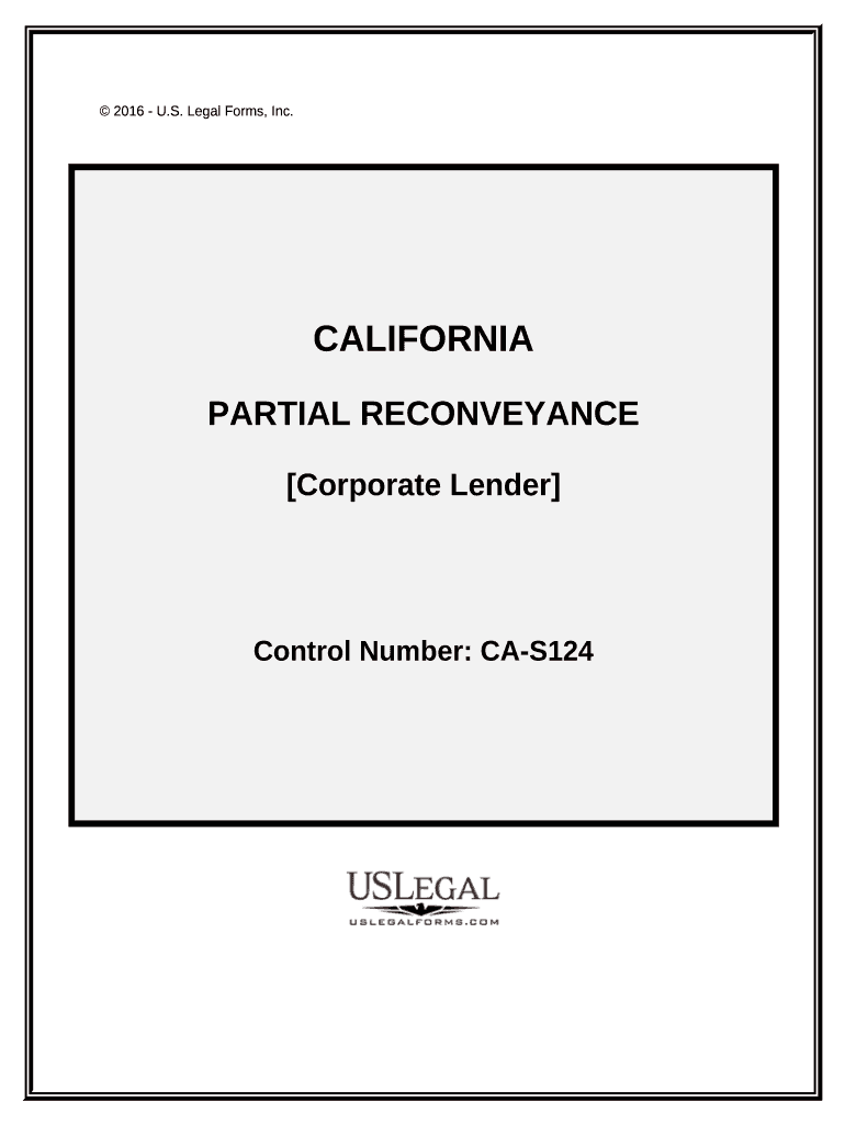 Partial Release of Property from Deed of Trust for Corporation California  Form