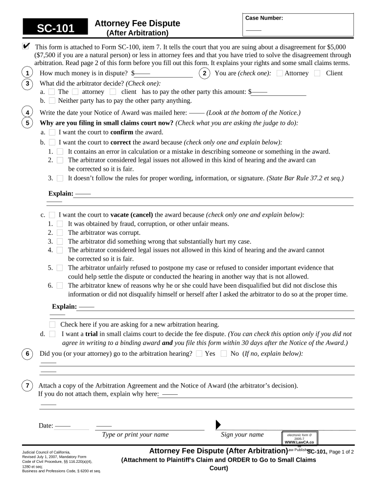 Fee Dispute  Form