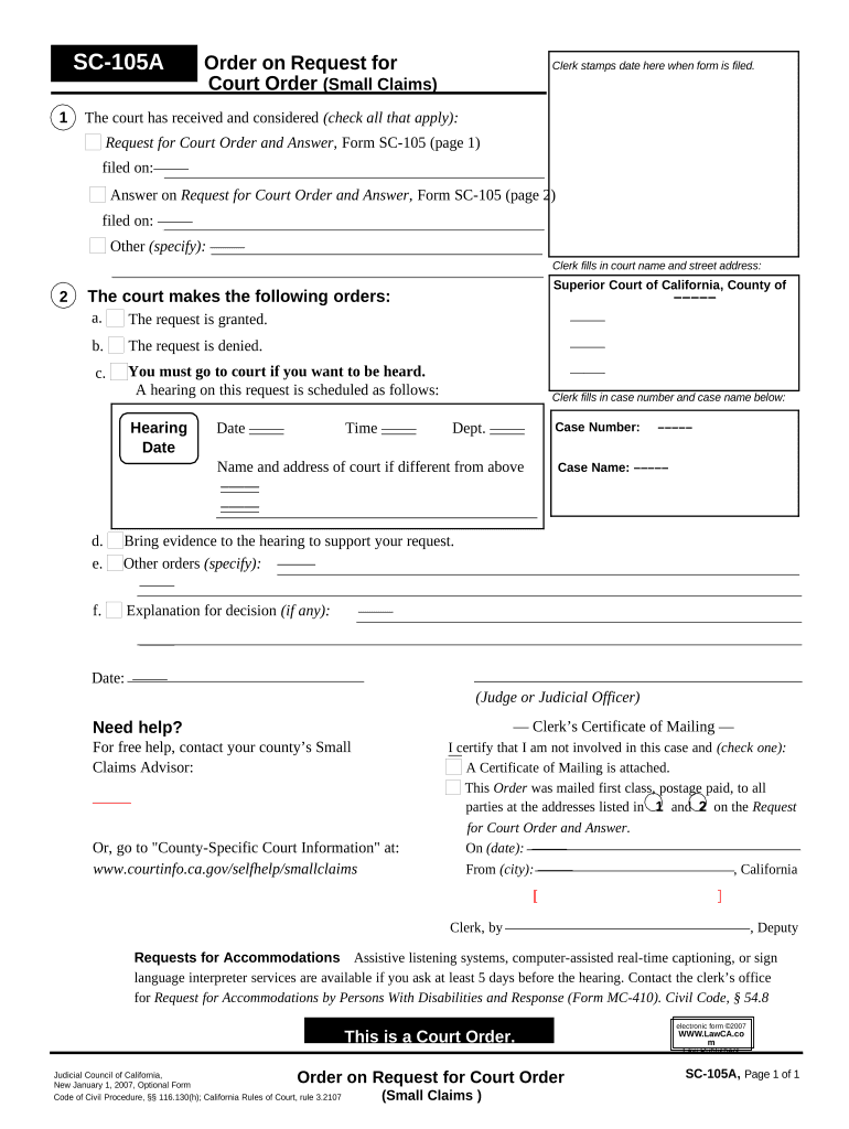 Order Request Court  Form