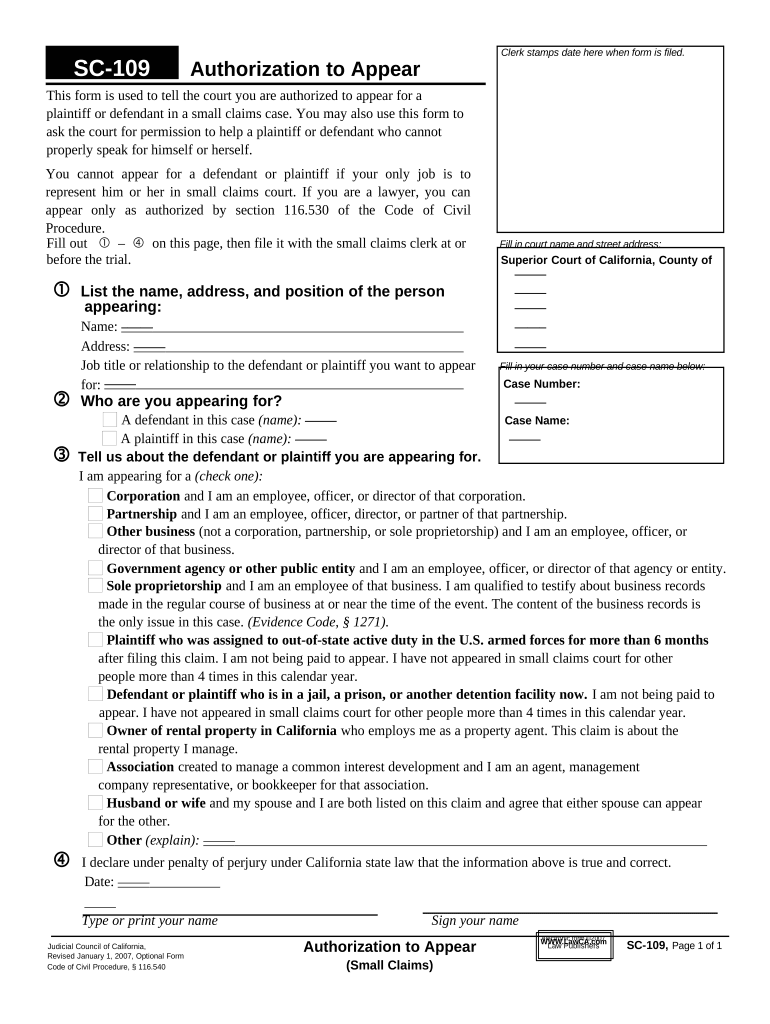 Small Claims  Form